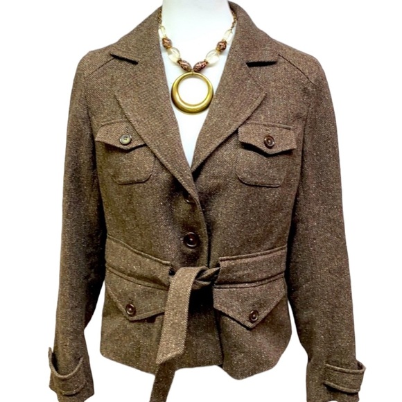 Anthro Allegory Tweed Wool Brown Jacket - Picture 1 of 7